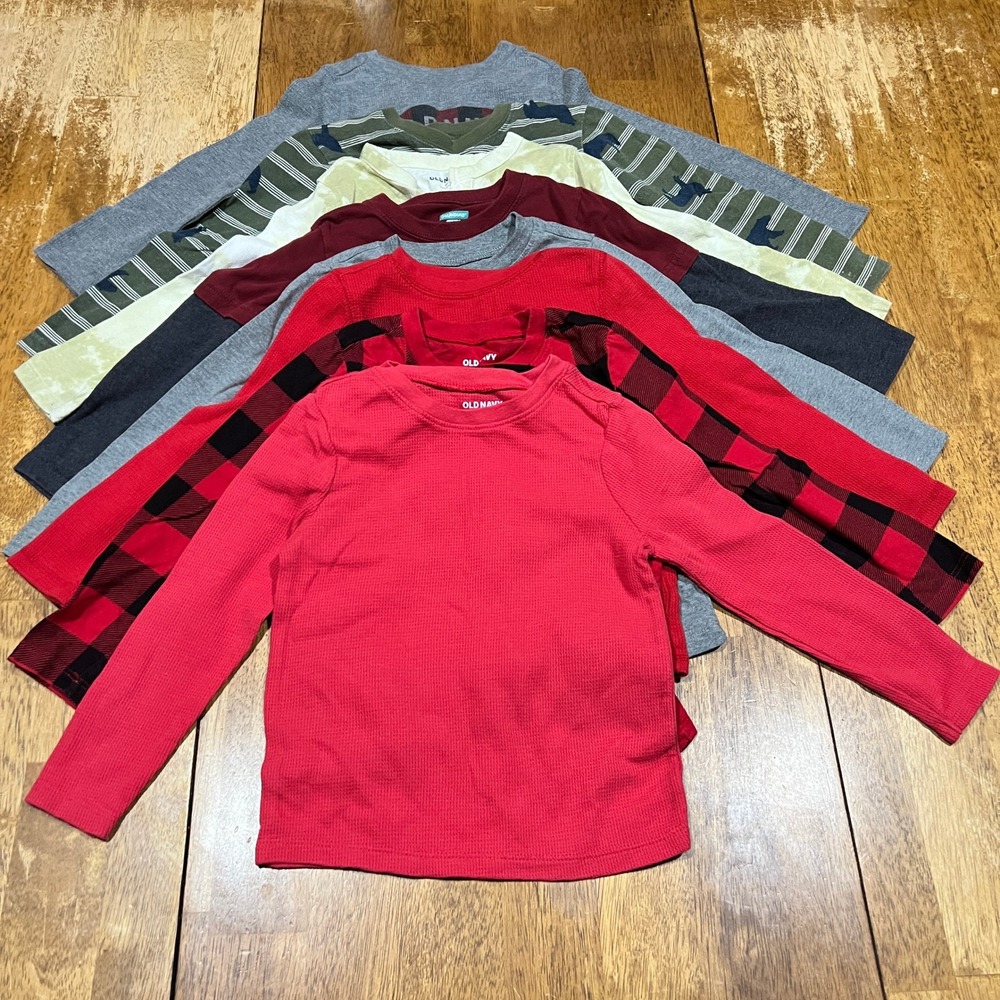 Lot of 8 Size 4T Boys Long Sleeve Shirts Old Navy Garanimals Winter Fall